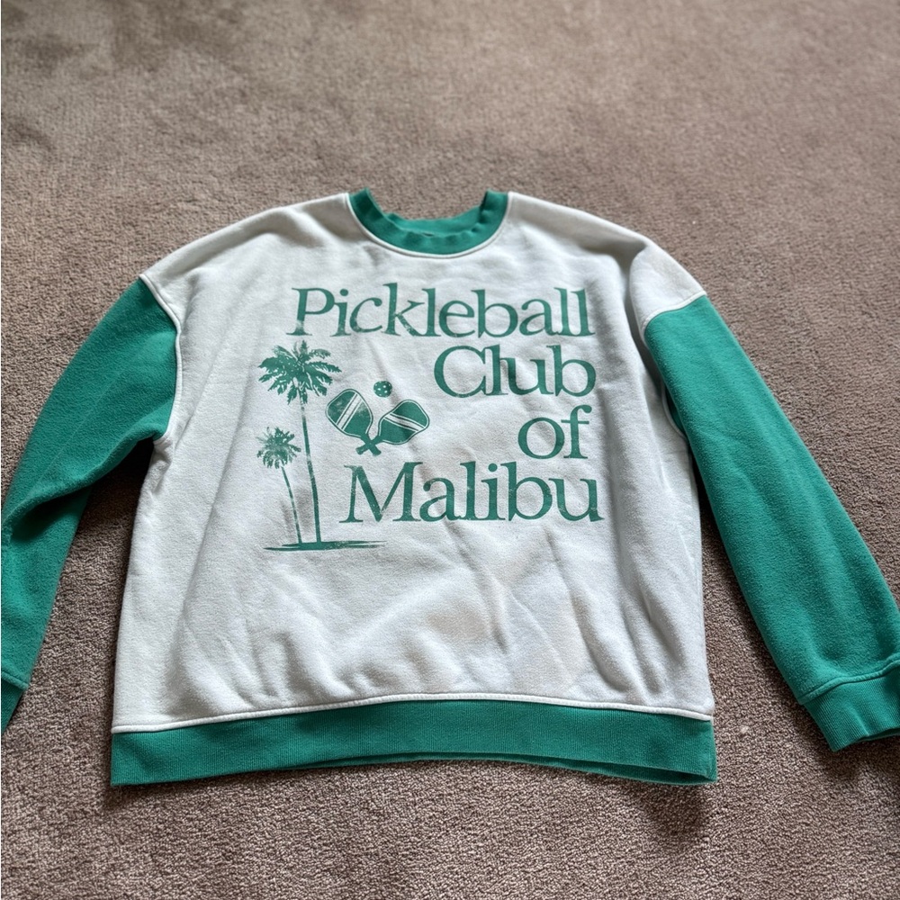 Grayson Threads Green and White Crewneck Sweater